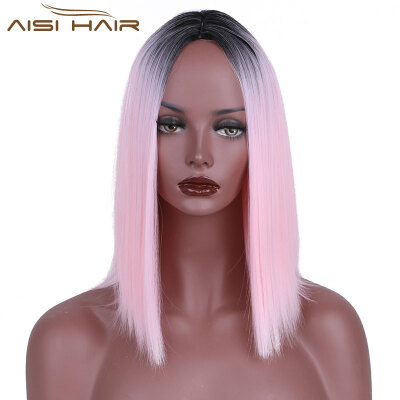 

AISI HAIR Short Ombre Wigs for Black Women High Temperature Synthetic Straight Hair