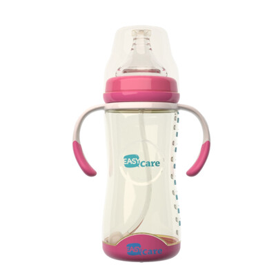 

EASYCare temperature bottle PPSU wide caliber imitation breast milk nipple shatter-resistant anti-scalding bottle 260ml pink  pacifier newborn 6-12 months use