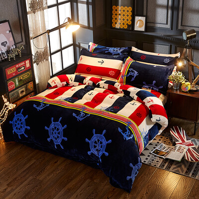 

Brata Flannel four pieces Thickening&warm bedding bed Suite in autumn&winter