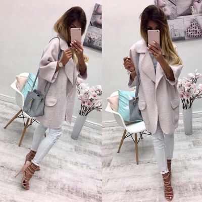 

Lovaru ™ 2017 Winter Trench Coats Women Solid Three Quarter Loose Open Stitch Office Lady Fashion Women Coat Warm Clothing