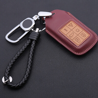 

Huashi Volvo Key Bag Volvo Leather Key Case Keychain Cover Refit Special 6 Button Fashion Black