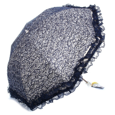 

【Jingdong supermarket】 paradise umbrella dazzling black rubber double yarn embroidered two fold sunny umbrella 23023E navy