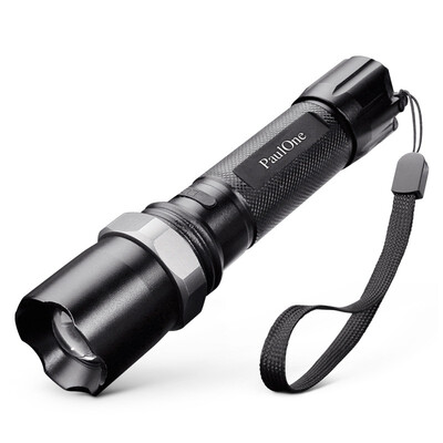 

paulone Q5 Focus High Power Фонарик Set Zoom Long Range King 500m 1 Фонарь +1 Зарядное устройство +1 Аккумулятор +1 Велосипедный клип ZY005-Q5 Черный серебряный круг