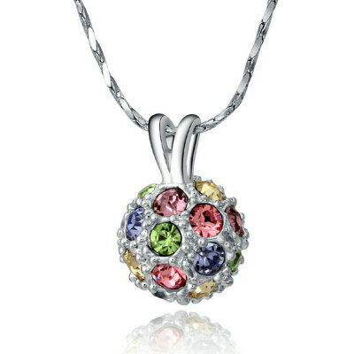 

Yoursfs® 18K White Gold Plated Crystal Ball Statement Necklace Use Colorful Austrian Crystal Fashion Necklace