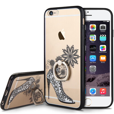 

KOOLIFE Apple 6 6s mobile phone case protection iphone6s phone shell finger buckle bracket soft shell apple 6 phone shell creative cartoon painted apple 6 anti-crashed shell high heels