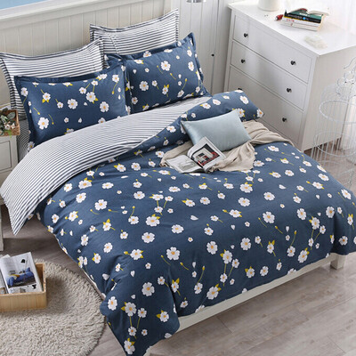 

Yalu free four-piece home textile cotton kit 1.5 m -1.8 m bed bedding small daisy - gray quilt 2 * 2.3m