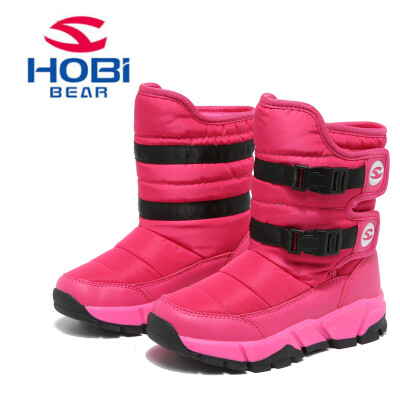 

HOBIBEAR Children's Winter Boots for Girls Boys Warm Plush Waterproof Antiskid Buckle Hook and Loop Outdoor Snow shoes AW3179