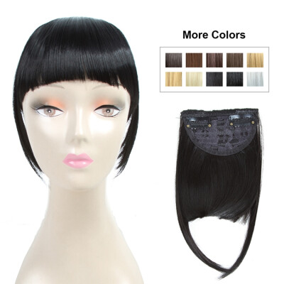 

Fashion Clip On Bangs Brown Fringe Hair Extensions Synthetic Hairpieces Clips in Hair Bang False Short Flat Bangs Two Side