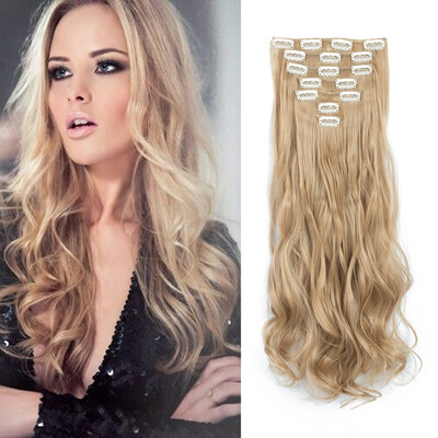 

7pcsset Clip in Hair Extensions 20inch Long Wavy Heat Resistant Kanekalon Synthetic Hairpiece Gifts for Girl Lady Women