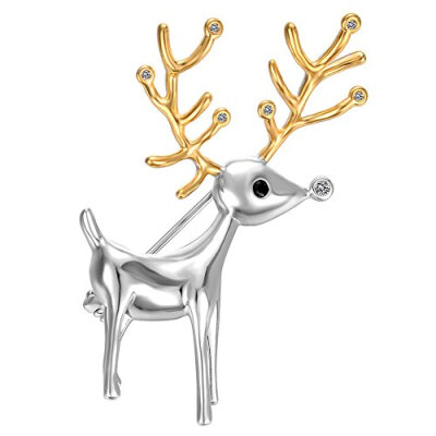 

Yoursfs Sika Deer Brooch Black Eye Crystal Yellow Antler Cute Christmas Brooch Простой