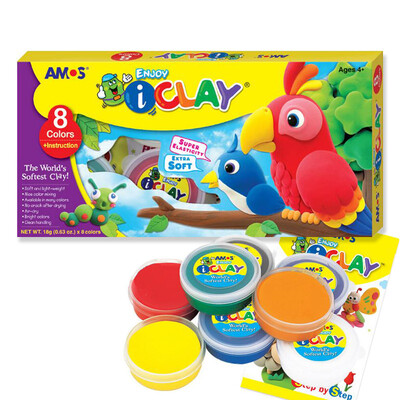 

AMOS South Korea imported children ultra-light super-soft clay colored clay set of toys 8 color boxed