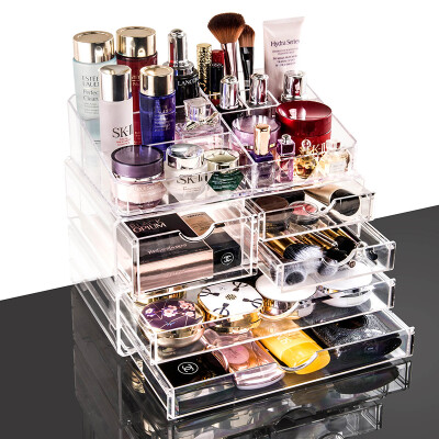 

Vilscijon Victorian transparent acrylic rotating cosmetic case storage box large desktop cosmetic lipstick finishing box jewelry storage box three layers 2252