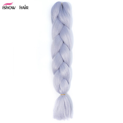 

Ishow 24inch Synthetic Braiding Hair Pure Color HighTemperature KanekalonJumbo Braid Hair Extensions Crochet Yaki Texture 1pc/100g