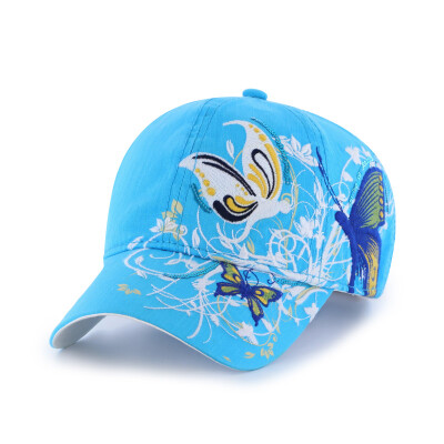 

LACKPARD Girl Butterfly Embroidered Baseball Cap Spring Summer Lady Outdoor Fashion Sunshade Hat 3 Clours