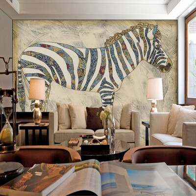 

Custom 3d mural Custom large mural living room bedroom TV background wallpaper retro abstract Animal Zebra wallpaper mural