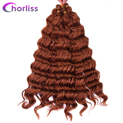 

Chorliss 22" Deep Wave Hair Crochet Braids Black Synthetic Ombre Braiding Hair Extensions 80gpack