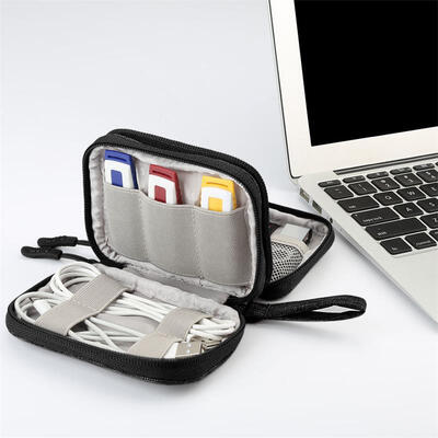 

BUBM QYR data cable storage bag headset storage box U shield U disk network wallet mini portable compact black double layer