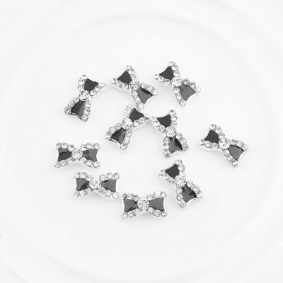 

10PSC 3D Metal Rhinestone Bowknot Women For Nail Art Supplies Gel Nail Charms