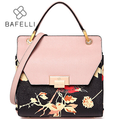 

BAFELLI women handbag split leather flower printing trunk shoulder bag for women crossbody bag bolsos mujer women bag 4 colors