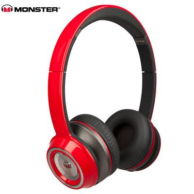 

Monster Ntune Smart Headphones with Headset Portable Headset Phone Earphones Subwoofer Fashionable Street Music Headphones Pretty Red