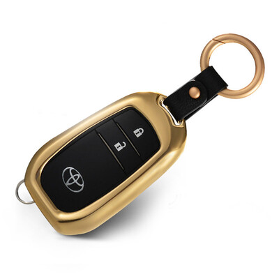 

Di Galen Toyota car key set brand new Highlander Prado Rayling double engine Corolla Crown Camry key case leather key ring mens women - moonlight silver
