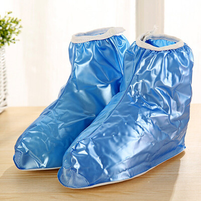 

Jingdong supermarket] green reed rain boots cover thick PVC waterproof children blue section  (bottom about 24.5cm