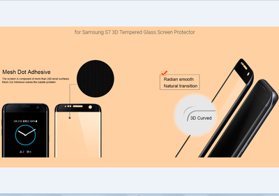 

Ainy 0.33mm 3D Защитное Стекло screen protector для Samsung Galaxy S7 черное