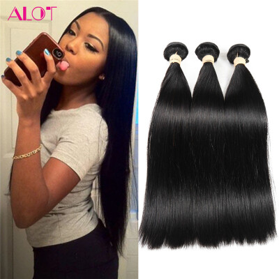 

ALot Human Hair 3 Bundles / Lot Brazilian Virgin Straight Hair Weave Natural Black Can be Dye or Bleached Good Quality Hair