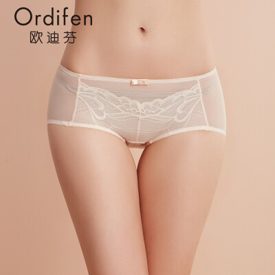 

Ou Difen ladies panties lace briefs female sense hip breathable underwear comfortable seamless XP6219 champagne skin