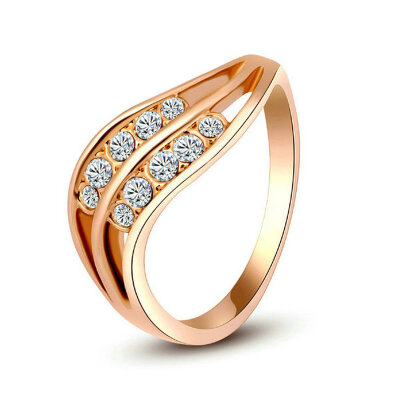 

Yoursfs® 18K Rose Gold Plated Full Crystal Leaf Simulated Diamond Ring Use Austrian Crystal Wedding Ring