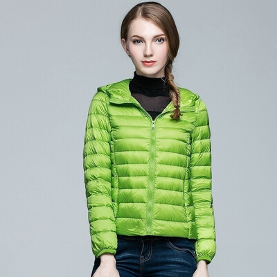 

Plus Size S-3XL Ultra Light Winter Jacket 2017 Fashion Women Duck Down Coat Solid Color Hooded Zippers