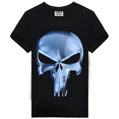 

Mens Black 3D Graphics Printed Rock Skull Pattern Short Sleeve T-Shirt Top Tee Shirt M-XXXLBlue Skull