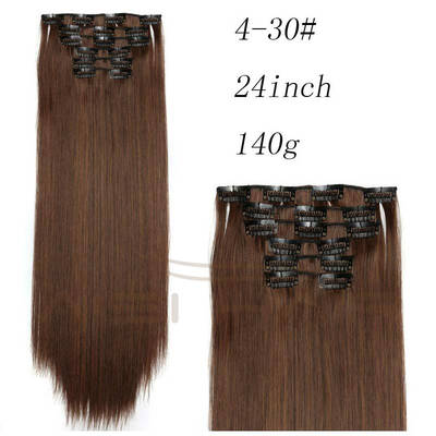 

AISI HAIR Blond Synthetic Clips in Hair Extension Long Straight 22" 140g 16 Clips False Hair pieces Brow Black White Color