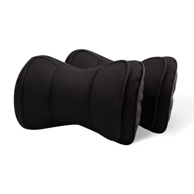 

AOYALE Car leather neck pillow car headrest neck pillow car headrest pillow pillow pillow four seasons universal pair black