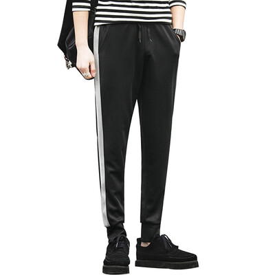 

(MSEK) Men's stitching pants Korean version of the Slim Shirt Sports Shorts Foot Casual Pants Trousers Tide XK3171 Gray XL