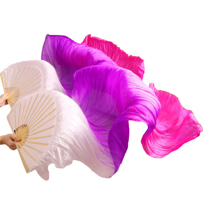 

New Arrivals Stage Performance Dance Fans 100 Silk Veils Colored 180cm Women Belly Dance Fan Veils 2pcs White PurpleRose