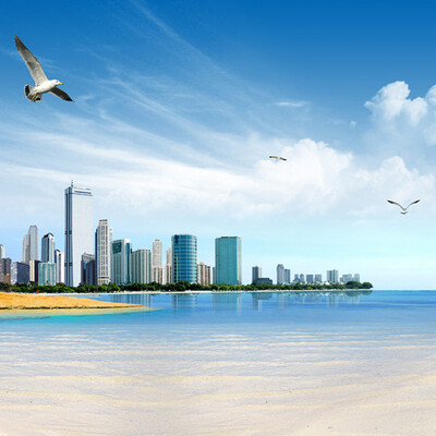 

Custom Photo Wallpaper Sea View City Photography Background 3D Non-woven Printed Wallpaper Living Room TV Backdrop Wall Paper