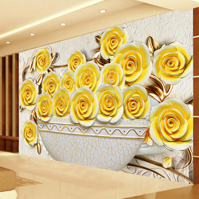 

Custom 3D Wallpaper Living Room Sofa TV Background Large Wall Painting Stereo Relief Rose Flower Mural Wallpaper For Walls 3 D