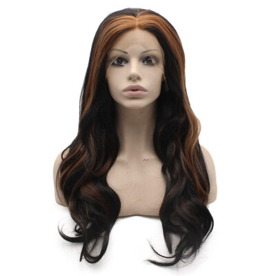 

Long Wavy Black Hightlight Synthetic Lace Front Wig