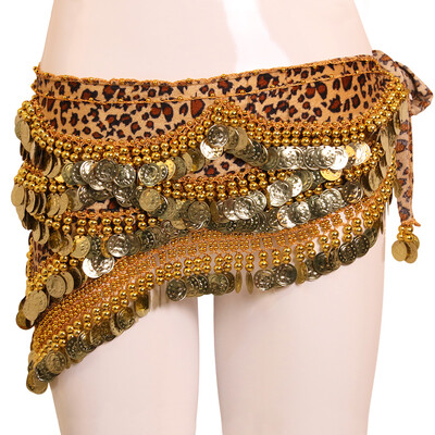 

2017 Fashion Crystal Sequins Coins Belly Dance Hip Scarves Wrap Leopard waist chain
