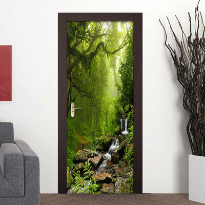 

3D Wall Paper Creative Nature Landscape Door Mural Wallpaper PVC Self Adhesive Waterproof Door Poster Sticker 3D 77cmx200cm