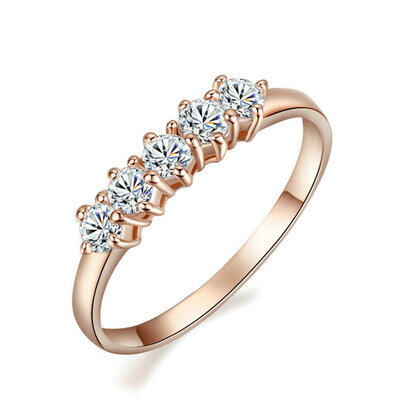 

Yoursfs® 18K Rose Gold Plated Five Stone Simulated Diamond Ring Use Austrian Crystal Fashion Jewelry