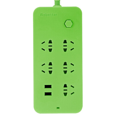 

Better Webetter BTCH-U203Z 3m 5-hole socket Germany Bayer PC blocking fuel 24A dual USB fast charging iphone Applicable green