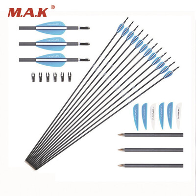 

12 PC MAK 32 inches Spine 1000 Carbon Arrows With OD 60mm for Archery Practice Hunting