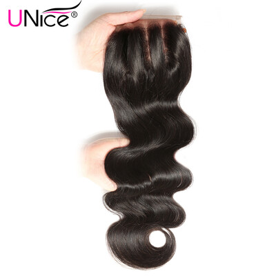 

UNICE HAIR Brazilian Virgin Hair Body Wave Closure Free Middle Three Part 100 Human Hair Lace Closure 10"-20" 120 Density Swiss