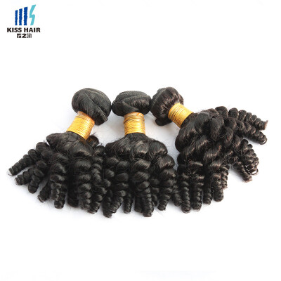 

kisshair bouncy curly hair weft 3 pcs/lot virgin Brazilian human hair weaving double weft no shedding bouncy hair