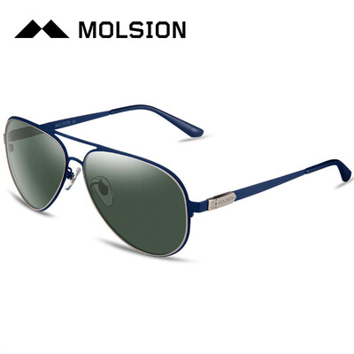 

Mo Sen Mens sunglasses polarized sunglasses pilot driver driving mirror MS1237 M02 half matte black AR blue
