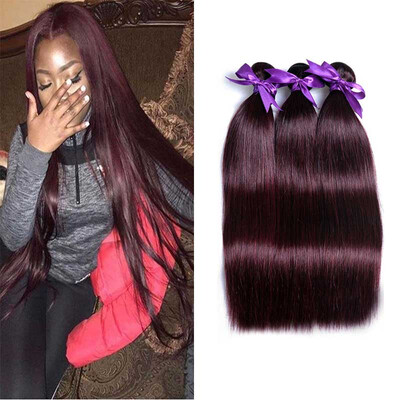 

Brazilian 99# Color Burgundy Hair Vendors Wholesale Best Selling Items Brazilian Straight Virgin Remy Human Hair Extensions 3 Bund
