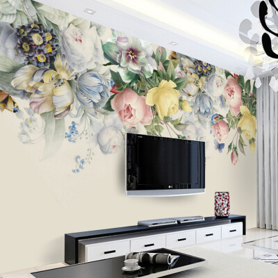 

Custom Size 3D Mural Wallpaper European Style Floral Living Room TV Backdrop Photo Wall Paper Hand Painted Rose Flower Art Mural
