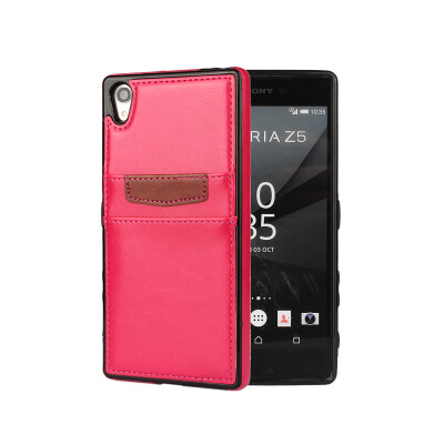 

MOONCASE PU Leather Skin Card Slot Protective Shell TPU Full Frame Back Case Cover for Sony Xperia Z5 Premium